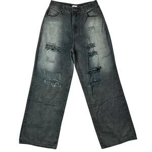 NEW POL Wide Leg Distressed Jeans Vintage Wash Women’s S